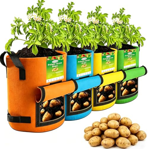 VJJXUU 4Packs Colorful Potato Grow Bags, Potato Bags for Growing Potatoes