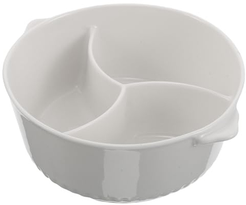 Angoily Cereal Bowl with Divider Japanese Style Ceramic Microwave Safe Serving Bowl 3-Compartment Anti-Soggy Plate for Breakfast Yogurt Ice Cream Fries Ketchup 7. 6x6. 5x2. 7 Inches