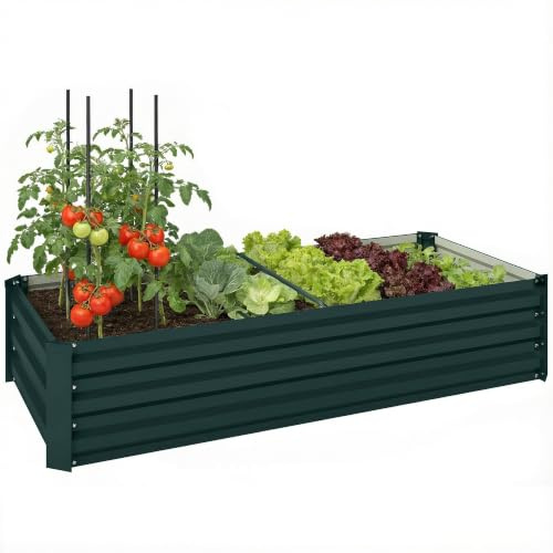 Outsunny Jardinière Rectangulaire Bac à Fleurs 150x70x30cm Vert | Potager de Jardin, en Acier, Bordure de Sécurité, Fond Ouvert, Extérieur