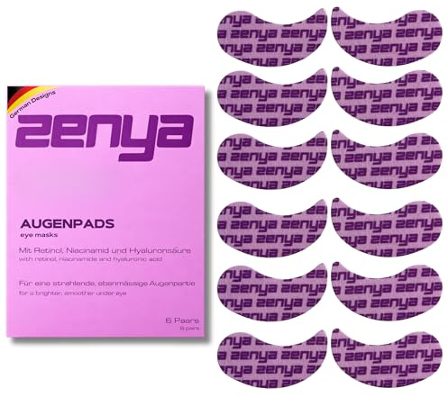 ZENYA RETINOL AUGENPADS HYDROGEL mit Sofort-Effekt (6 x 2 Stk.) - Eye Patches, Augenpads Gegen Augenringe, Fältchen & Linien, Mit Niacinamid und Hyaluron, Glättend & Straffend, Vegan