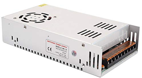 Fuente de alimentación conmutada regulada de 12 V y 30 A, Fuente de alimentación Universal de CC de 12 V con Control de Temperatura, Voltaje Ajustable para Tiras de LED y