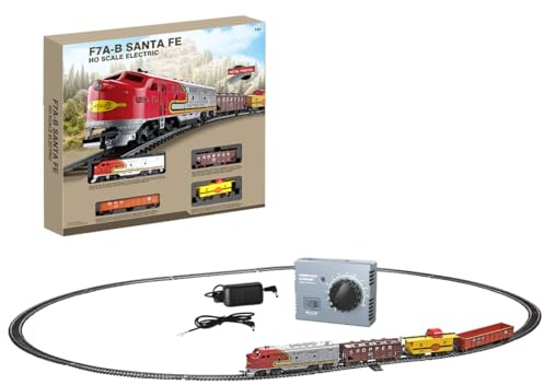 ToyGhillied Modellino ferroviario elettrico HO 1/87, locomotiva diesel F7 in lega con controller e illuminazione, da collezione, treno natalizio per scrivania e decorazione per albero di Natale