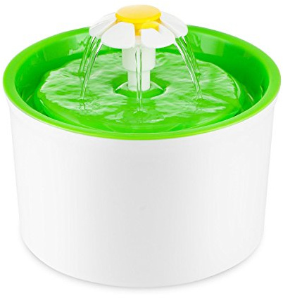 Trinkbrunnen mit Blume für Katzen, automatisch, elektrisch, 1,6 l, Grün