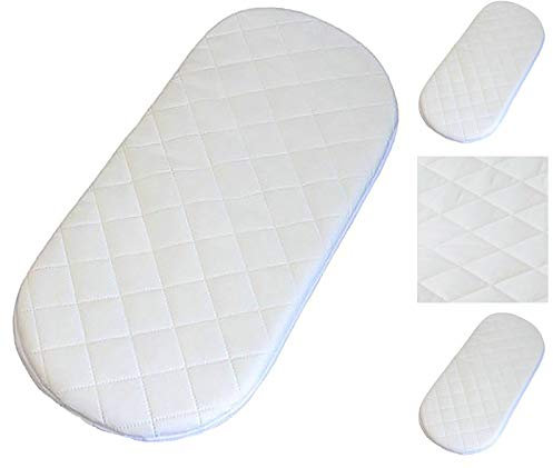Bluemoon Bedding Baby-Matratze, Schaumstoff, Oval, Gesteppt, Weiß, Plüsch, 75 x 32 cm