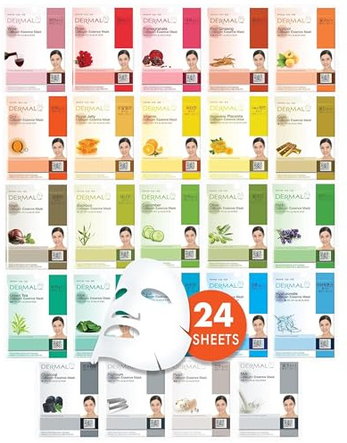 DERMAL 24 Combo Pack Made in Korea Facial Mask – 20+ Years of K-Beauty Experience, Premium Quality Korean Sheet Masks for Daily Skincare Routine