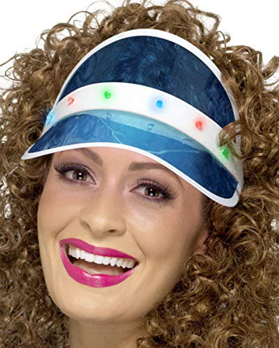 Horror-Shop Blaues 80s Light Up Sonnenvisier für Fasching