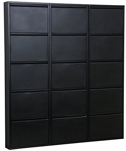 Dynamic24 XXL Schuhschrank Pisa New 15 Klappen Metall Schuhkipper Schuhregal Schrank