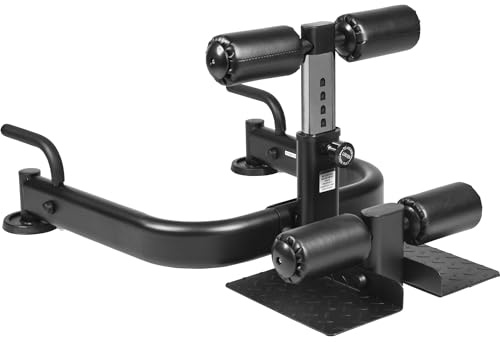GORILLA SPORTS® Sissy Squat Bench, Kniebeugentrainer, bis 150 kg belastbar | Multifunktional, höhenverstellbar, mit Liegestützgriffen; Schwarz, Beintrainer Maschine, Kniebeuger, Fitnessgerät für Zuhause
