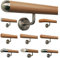 TIBU Buche Geländer Handlauf Treppe Holz Griff gew. Edelstahlhalter, Länge 30 - 500 cm aus einem Stück / Variante:70 cm mit 2 Halter Halbrunde Kappe