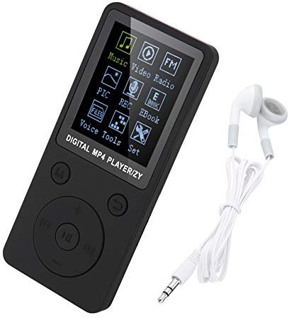 Reproductor de MP3, Reproductores de música MP3 con Pantalla Grande de 1,8 , Radio, grabación de Voz, vídeo, Libro electrónico, Soporte de Tarjeta TF de hasta 32 GB, Auriculares incluidos (Negro)