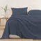 Pizuna 100% Cotton Flat Sheets Double Dark Blue, 400 Thread Count Long Staple Cotton Bed Sheets Double 230x280 cm, Soft Sateen Weave Top Sheet Double