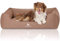 Knuffelwuff Orthopädisches Hundebett Leano aus Velours mit Handwebcharakter XXL 120 x 85cm Hellbraun - abnehmbarer Bezug - waschbar - für große, mittelgroße und kleine Hunde