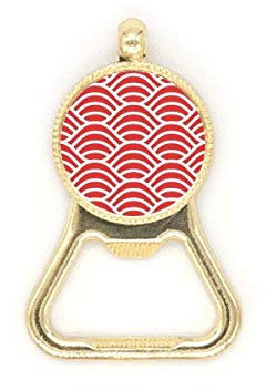 Japanischer Flaschenöffner mit roten und weißen Wellen aus Edelstahl