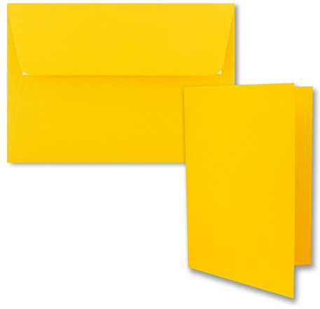 15x Faltkarten-Set DIN B6 12 x 17 cm in Honiggelb (Gelb) mit Briefumschlägen DIN B6 Haftklebung - für Einladungen und Grußkarten zum Geburtstag oder Hochzeit