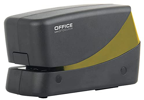 OFFICE PRODUCTS Elektrischer Hefter Elektrohefter/Heftklammern bis zu 25 Blatt/Farbe - Gold/Schwarz/Einstecktiefe (mm)-20 / Größe- 24/6 26/6 / inklusive Netzgerät
