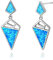 YFN Boucle d'oreille Opale Argent Sterling Boucles d'oreilles Pendantes Bijoux Opale Bleu Cadeaux pour Femme Fille