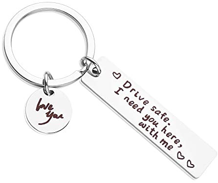 Porte Cle Personnalisée Cadeau en Acier Inoxydable Homme Dames Porte Clé Personnalisé Famille Porte Clef Voiture Couple Mari Femme Petit Ami Petite Cadeau Anniversaire Papa
