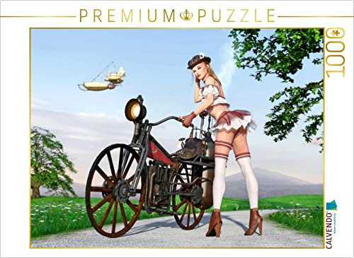 CALVENDO Puzzle Dampfbikerin 1000 Teile Puzzle quer | Lege-Größe cm Foto-Puzzle für glückliche Stunden