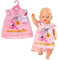 BABY born 833612 Kleid Hund 43cm - hellrosa Puppenkleid mit blumigen Ärmeln und Hundemotiv inkl. Kleiderbügel