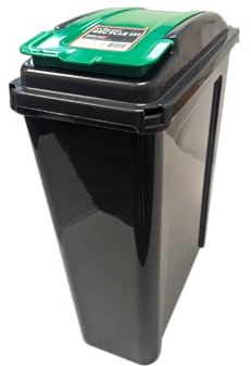 M P 25L Slimline Recycling Bin Slim Kitchen Trash Can Waste Rubbish Dustbin | Narrow spaces, Kitchen, Cabinet, Bathroom - Green Lid