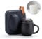Tasse à thé en Porcelaine Faite à la Main avec infuseur et couvercle, Chat Mignon Kawaii pour Infuser des Feuilles en vrac à la Maison Bureau, Étui Portable Incassable de 350 ml Disponible (Noir)