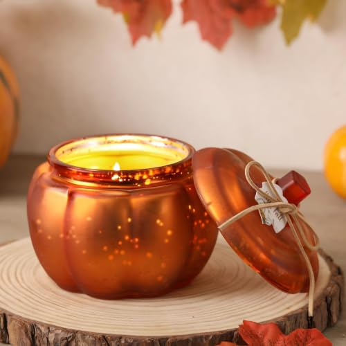 Pumpkin Shaped Candles, Autumn Pumpkin Spice Scented Candles, Fall Candle Gift Decoration for Home, 12oz, Farmhouse Pumpkin Decor Christmas Gift