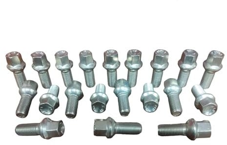 Bulloni Ruota Fissaggio Cerchi In Lega e In Ferro 20pz Acciaio Inox HEX 17 M14x1,5 R13 Compatibili con VOLKSWAGEN golf, golf sw, scirocco, polo, fox, new beetle T-ROC T-CROSS Audi Seat Skoda