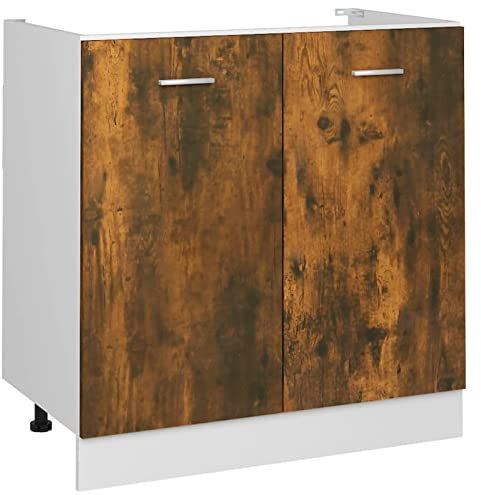 Norheim Mobile Sottolavello Mobile Lavello Cucina Mobile Lavandino Cucina Pensili per Cucina Cucina Mobili Rovere Fumo 80x46x81,5 Cm Legno Multistrato