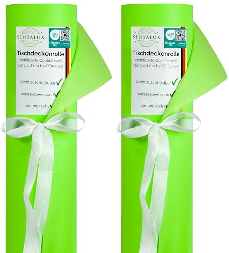 Sensalux Tischdeckenrollen-Set, 2 Stück, stoffähnliches Vlies, Event, Geburtstagsfeier, 1m x 25m Apfelgrün