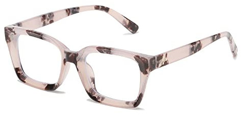 YUELUQU Rechteckige große Rahmen Brille Damen Fake brille Brillenfassungen UV400 Schutz Brille Ohne Stärke (Rosa-leopard)