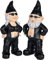 BRUBAKER Gartenzwerge Set Biker Mann und Frau Schwarz - Rocker Zwerge mit Sonnenbrille - Gartenfigur Lustig - Dekoration Wetterfest für Garten Campingplatz - Gartendeko für außen