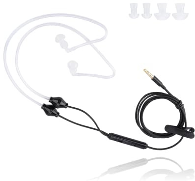 In-Ear-Strahlenschutz-Headset, 3,5 mm Anti-Strahlung-Kopfhörer für kabelgebundene Stereo-Ohrhörer Luftschlauch-Ohrhörer Eingebautes Mikrofon Kompatibel für Smartphones Desktop Tablet PC (Schwarz)