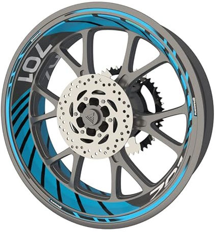 Felgenrandaufkleber für Husqvarna 701 Premium Qualität (Aufkleber für die 2 Felgen) (Azur)