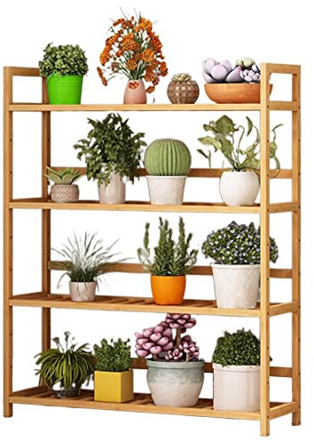 Porte-fleurs en bambou à 4 niveaux pour plantes d'intérieur, porte-pot de fleurs pour patio de jardin, support de jardinière sur pied d'angle, organisateur de stockage, présentoir ( Size : 70x25x100cm