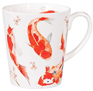 tea4chill Könitz Kaffeetasse Koi. Teetasse 500ml, Fine Bone China Porzellan. Design modern, bunt