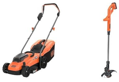 BLACK+DECKER Tagliaerba a Batteria Litio Ampiezza taglio 33 cm, Capacità di raccolta 35 Litri & ST1823-QW Tagliabordi A Batteria Litio, Taglio 25 Cm, Multicolore