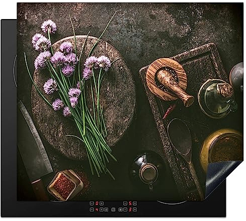 KitchenYeah© Induction Hob Protector Mat Cooker Top Protectors Cover | 20.2x22.9 / 58.3x51.3 cm - Ceramic Covers Electric Hobs Vinyl Spices - Industrial - Still Life