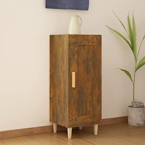 Homgoday Anrichte Eiche Rauch 34,5 x 34 x 90 cm aus mehrschichtigem Holz, Aufbewahrungsschrank, platzsparend, Sideboard, Küchenschrank für den Innenbereich, Wohnzimmer, Büro, Schlafzimmer