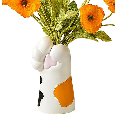 Tsuchiya Katzenklauenvase | Blumenvasen Aus Harz En Katzenpfoten Form | Niedliche Trockenblumen Deko Vasen Für Tischdecko | Katzenvase Raumdekoration Für Esszimmer, Wohnzimmer, Schlafzimmer