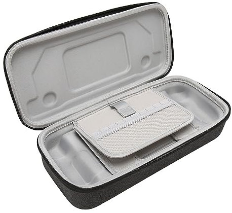 Tragetasche für Steam Deck-Konsole, Hartschalen-Handkonsole, Schützende Reisetasche, Integrierter Speicherkartensteckplatz, Ständer für Steam Deck (Dunkelgrau)