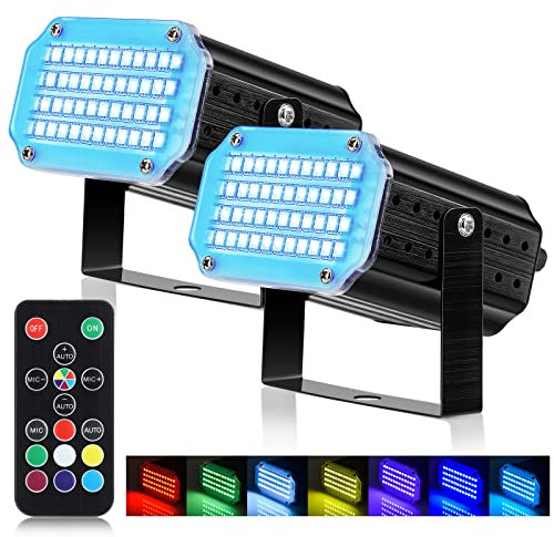 2er-Pack Stroboskop Disco Licht, Sound Aktiviert Und Flash Speed Control Party Licht mit 48 LED, Stroboskop Disco Licht für Tanzpartys, Geburtstage, DJs, Bars, Karaoke, Weihnachten, Hochzeiten, Clubs