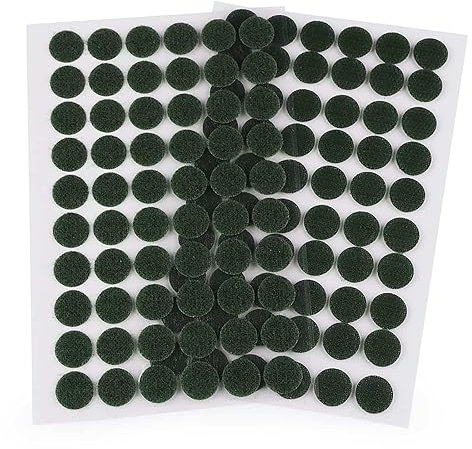 60 Klettpunkte 15mm Klettband-Punkte Klebepunkte Klettverschluss selbstklebend, Farbe:dunkelgrün