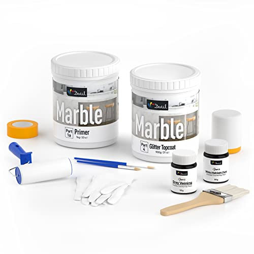 DWIL Marble Countertop Paint Kit, Epoxy Counter Top Refinishing Kit, Kitchen Bathroom Coating for Marble, Granite, Laminate, Ceramic Tile, Cover 45 sq.ft, Black gold