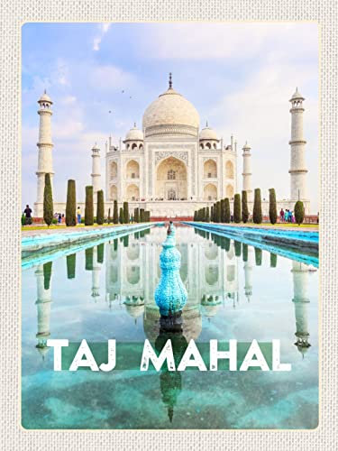 Blechschild 30x40 Indien Vordergarten Taj Mahal Wand Deko Cafe Sammler Geschenk