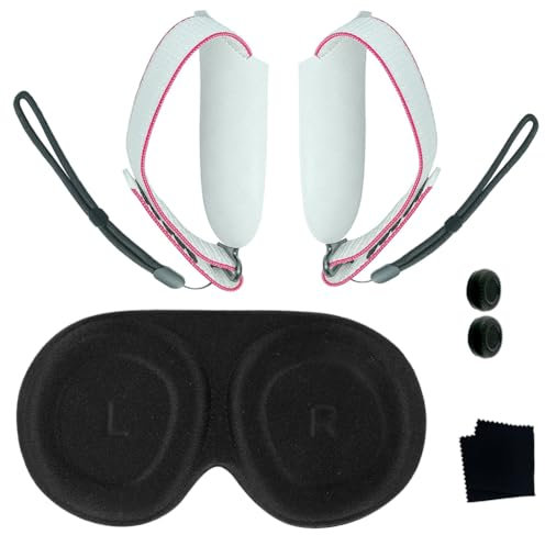 AZURAOKEY Compatible with Meta 3 Accessories Bundle Battery Cover Replacement Kit Adjustable Active Straps EVA Lens Protection Cover for Meta Quest 3 Controller