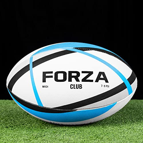 FORZA Club Rugbyball [4 Größen] | Mehrere Größen | Professioneller Standard (Blau, 2 (Midi))
