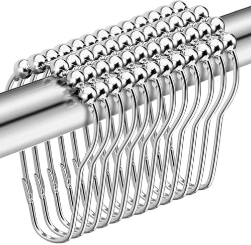 FDCGAS 12 PCS Anelli per Tende Anelli per Tenda da Doccia,Anelli Tenda Anelli Tende in Acciaio Inox Ganci Tenda Doccia Anelli Tenda Doccia per Tenda, Finestra della, Camera,con Sistema Scorrevole