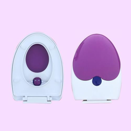 Familien-Toilettensitz mit Absenkautomatik, integrierter Kindersitz, Töpfchentraining, 2-in-1-Toilettensitz mit einfacher Befestigung oben, ovaler V-/D-förmiger Toilettendeckel (lila, V-förmig)