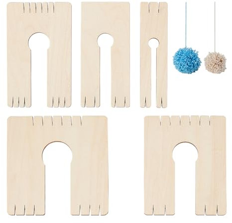 NBEADS 5 Pz legno Pompom Maker, 5 misure Pom Poms Maker Tassel Loom Fluff Ball Weavers Strumento per Lavori A Maglia per Nappe, Pizzi e Nodi, Artigianato
