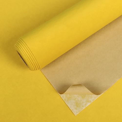 VEELIKE Tapete Samtstoff Gelb Vintage Tapete Gelb Klebefolie Möbel Vintage 40cm x 300cm Möbelfolie Selbstklebend Samttapeten Schlafzimmer Deko Schmuckkästchen Schubladen Luxus Tapeten Wohnzimmer